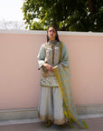 Retro Raani Sky Blue Tree Sharara Set