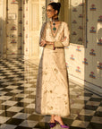 Retro Raani Ivory Jaal Kaftan Dress