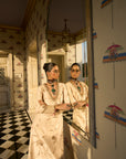 Retro Raani Ivory Jaal Kaftan Dress