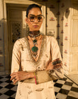 Retro Raani Ivory Jaal Kaftan Dress