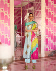 Retro Raani Powder Blue Boota Tissue Kurta Set