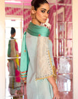 Retro Raani Powder Blue Boota Tissue Kurta Set
