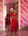 Retro Raani Red Jacket Kurta Set