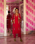 Retro Raani Red Jacket Kurta Set