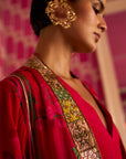 Retro Raani Red Jacket Kurta Set