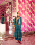 Retro Raani Teal Silk Yoke Kurta Set