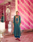 Retro Raani Teal Silk Yoke Kurta Set