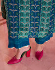 Retro Raani Teal Silk Yoke Kurta Set