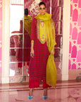 Retro Raani Red Silk Yoke Kurta Set