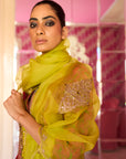 Retro Raani Red Silk Yoke Kurta Set