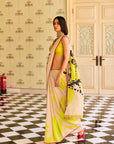 Retro Raani Beige Floral Printed Saree Set