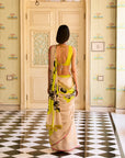 Retro Raani Beige Floral Printed Saree Set