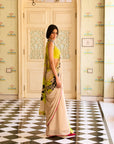 Retro Raani Beige Floral Printed Saree Set