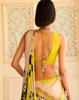 Retro Raani Beige Floral Printed Saree Set