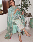 Seher Khan Powder Blue Tissue Kurta Set