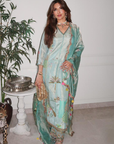 Seher Khan Powder Blue Tissue Kurta Set