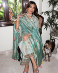 Seher Khan Powder Blue Tissue Kurta Set