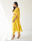 Dupahar Yellow Kaftan Set