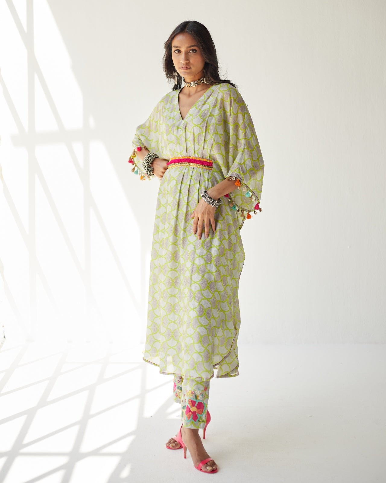 Dupahar Grey Kaftan Set
