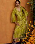 Mastani Yellow Tissue Carnation Jaal Kaftan Dress