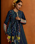 Mastani Teal Blue Stripes Kurta Set