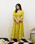 EXCLUSIVE EDIT FARIBA PRINT SIDE KALI KURTA SET