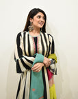 EXCLUSIVE EDIT BLACK/ IVORY STRIPE KURTA SET