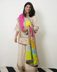 Retro Raani Ivory Silk Tree Sharara Set