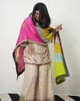 Retro Raani Ivory Silk Tree Sharara Set