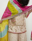 Retro Raani Ivory Silk Tree Sharara Set