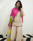 Retro Raani Ivory Silk Tree Sharara Set
