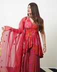 Retro Raani Red Peplum Sharara Set