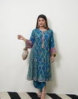 Retro Raani Teal Blue Choga Style Kurta Set