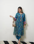 Retro Raani Teal Blue Choga Style Kurta Set