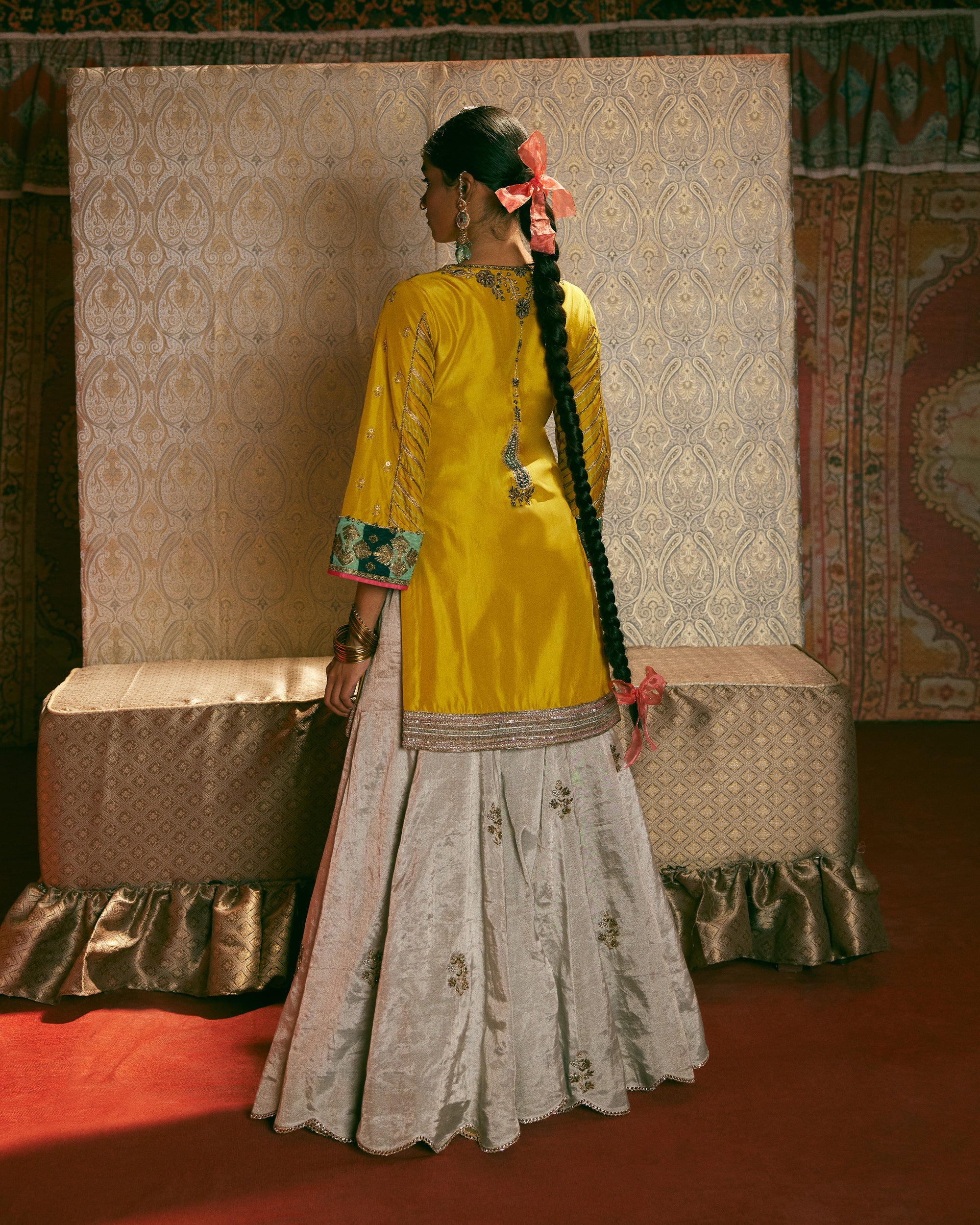 Reejh Yellow Challi Kurta Gharara Set