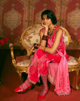 Reejh Hot Pink Nadira Embroidery Velvet Kurta Set
