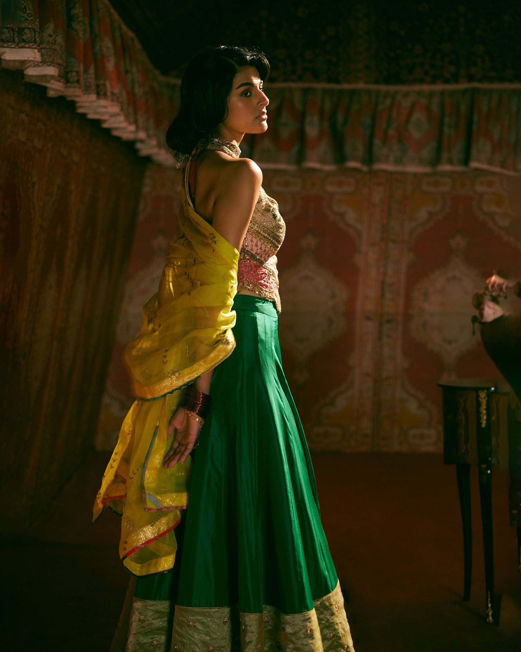 Reejh Green Silk Lehenga Set