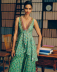NILOUFER GREEN GULTARA PEPLUM SHARARA SET