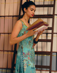 NILOUFER BLUE GULRANG PRINT HIGHLIGHT KURTA SET