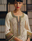 NILOUFER IVORY SHORT SIDE KALI KURTA SET