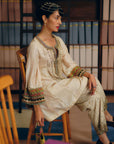 NILOUFER IVORY SHORT SIDE KALI KURTA SET