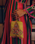 NILOUFER PINK-GREEN STRIPE ALIA CUT KURTA SET