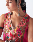 Sakhi Hot Pink Phulkari Yoke Gharara Set