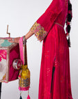 Sakhi Magenta Velvet Bell Sleeve Kurta Set