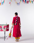 Sakhi Magenta Velvet Bell Sleeve Kurta Set