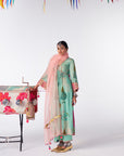 Sakhi Powder Blue Print Bell Sleeve Kurta Set