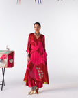 Sakhi Red Magenta Highlight Kaftan Kurta Set