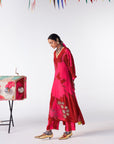 Sakhi Red Magenta Highlight Kaftan Kurta Set