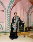 Midnight Blue Sanjana Batra Velvet Gharara Set