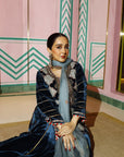 Midnight Blue Sanjana Batra Velvet Gharara Set